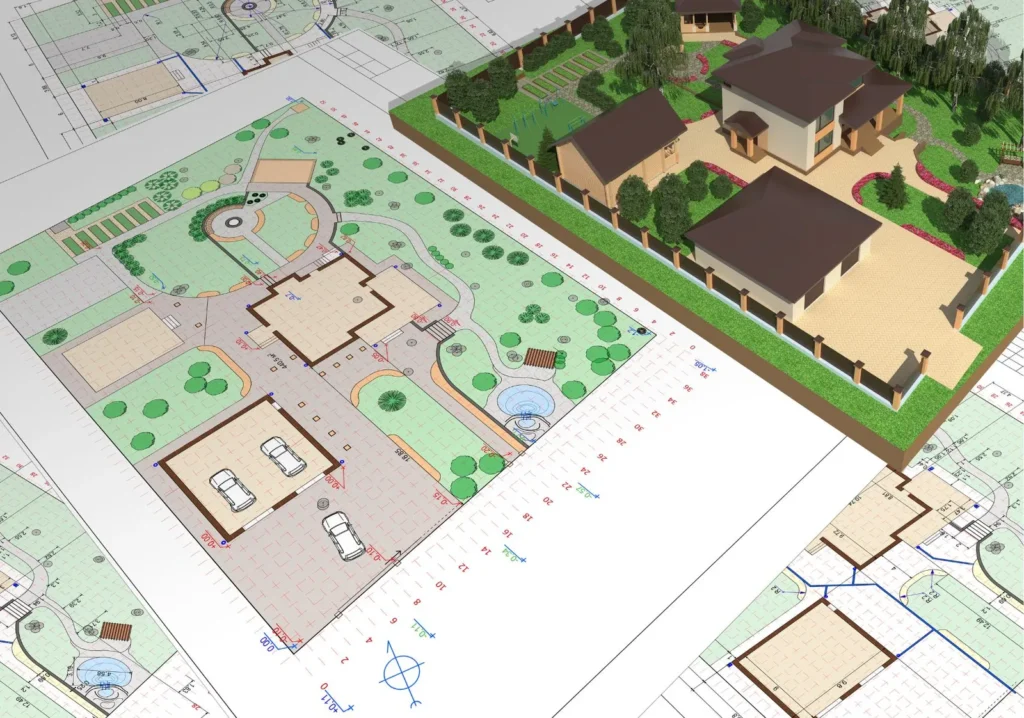 Rendering and model of home site