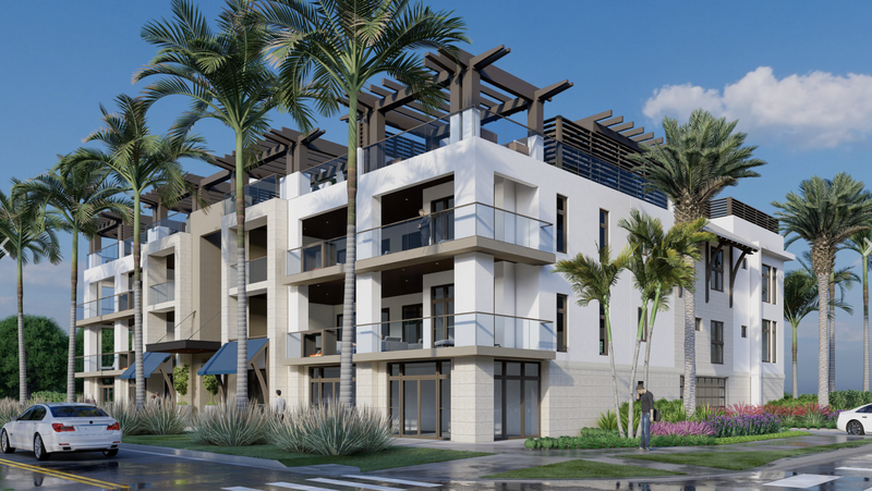 Rendering of a modern four-story Olde Naples residence