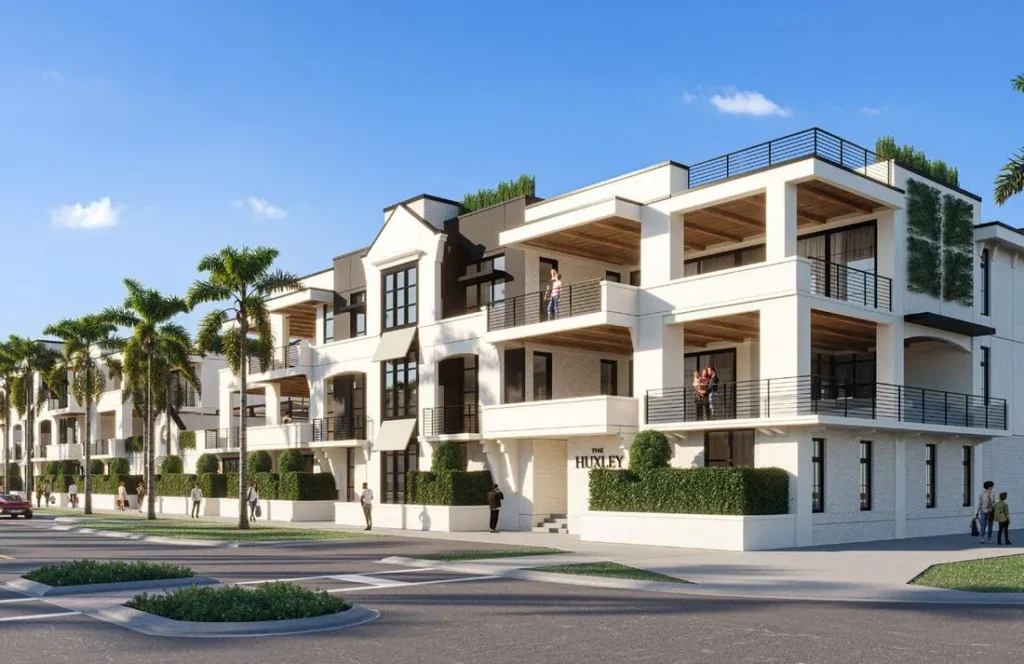 Rendering of new three-story townhomes in Olde Naples