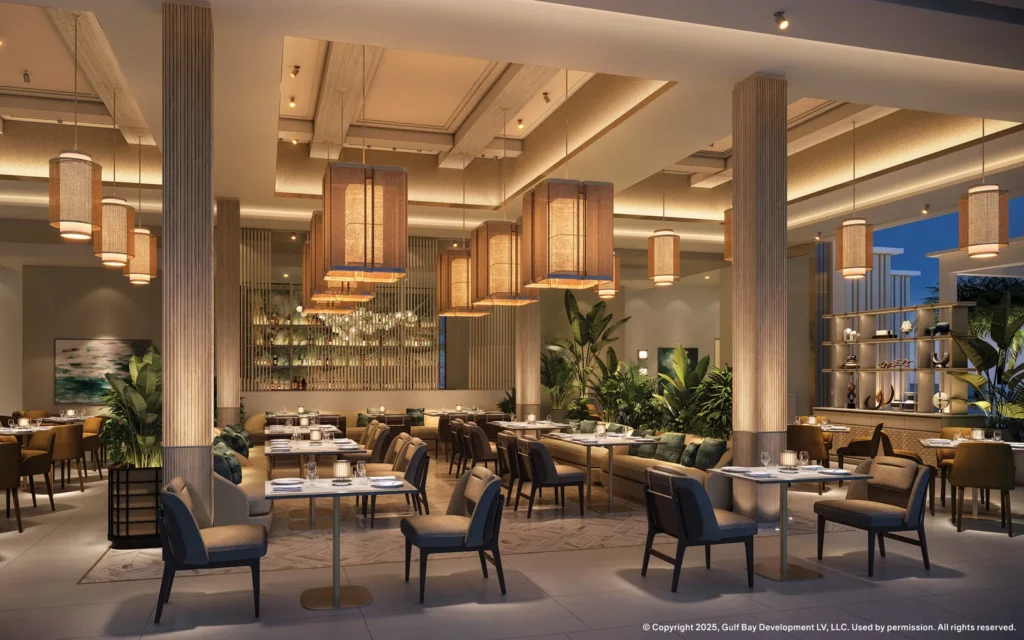 Rendering of the dining room at Epique at Pelican Bay