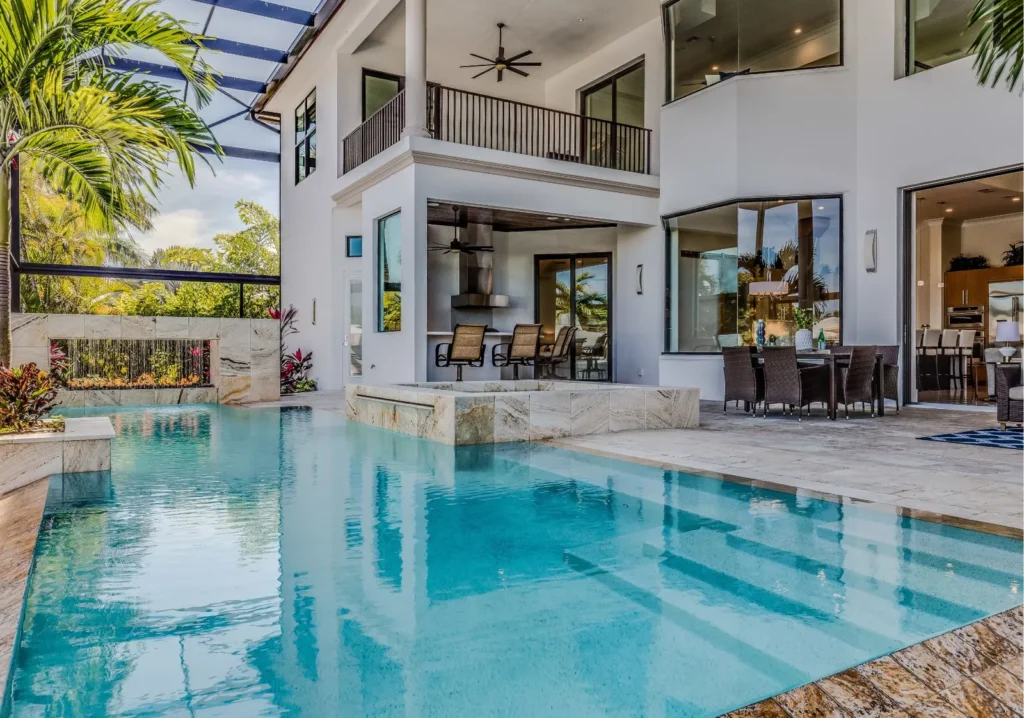 Resort-style pool and spa at a Naples home