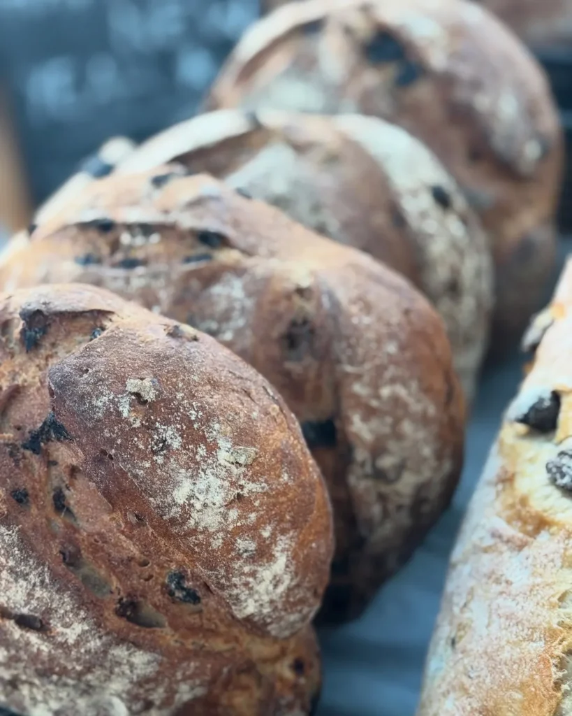 Rustic artisan bread loaves at Landert Bread