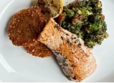 Salmon fillet with quinoa salad at Taberna Burntwood