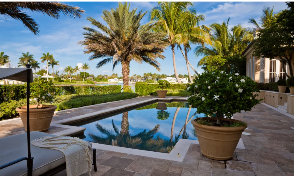 Serene pool on a luxury lanai