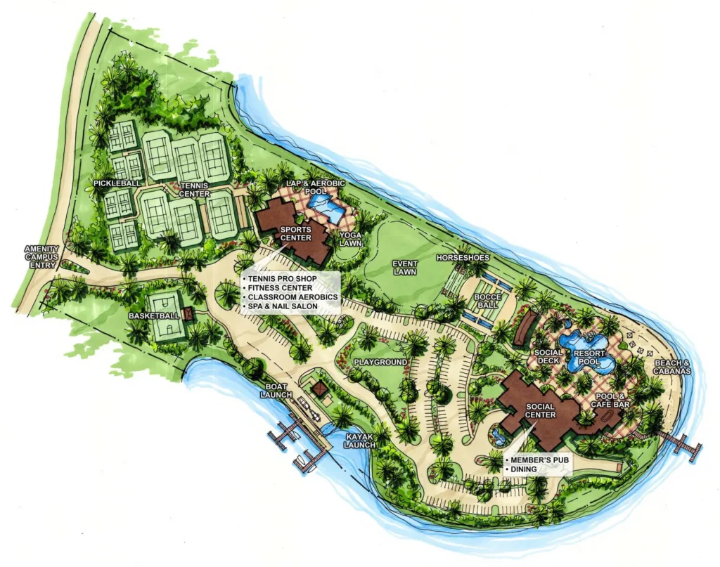 Site plan map of Wildblue lakefront community