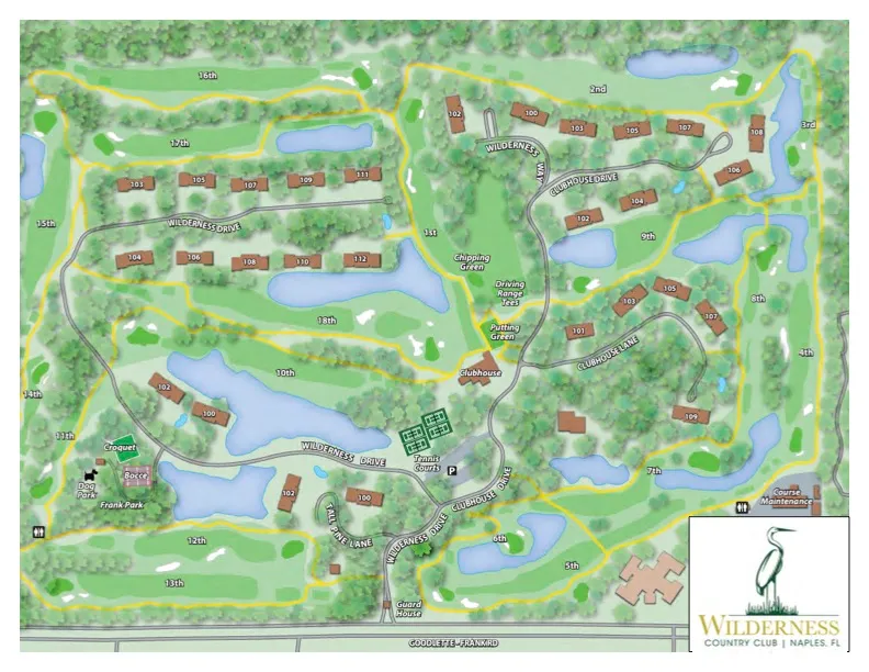 Site plan map of Wilderness Country Club