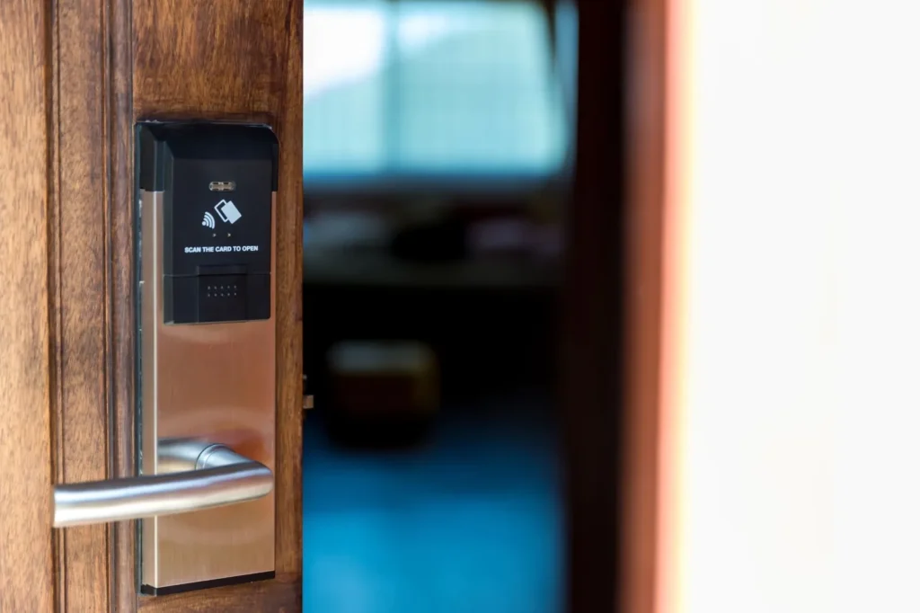 Smart lock on a front door