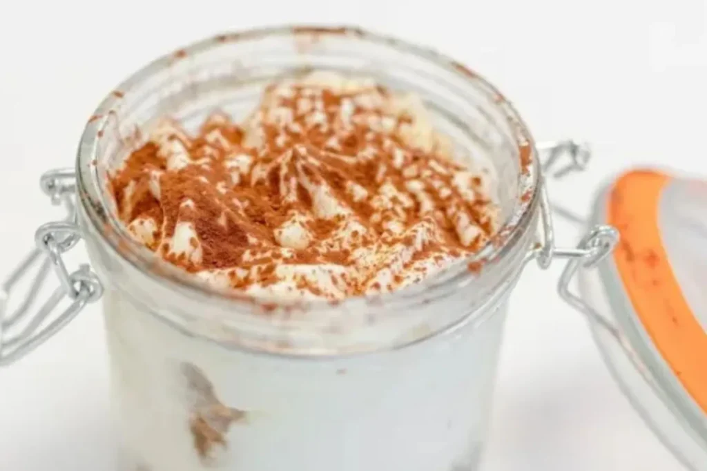 Tiramisu dessert in a glass jar at Casa Cotzelli