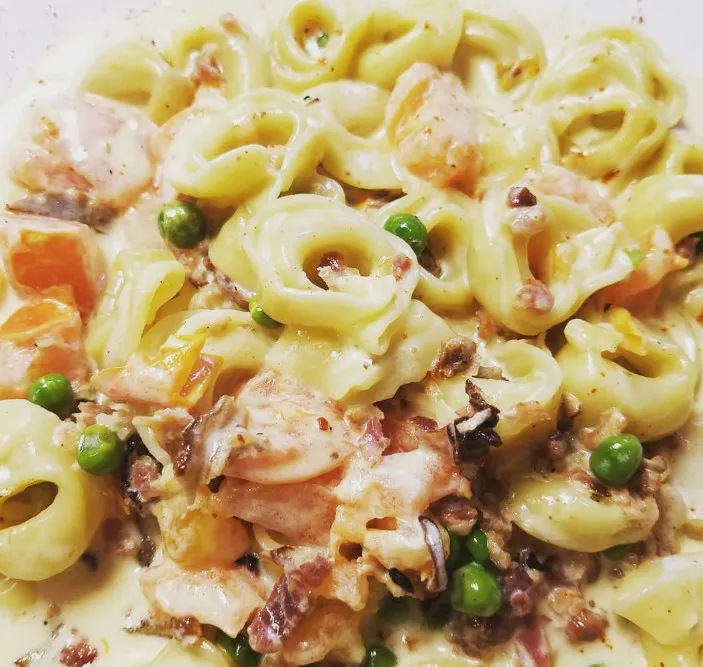 Tortellini with peas and cream sauce at Baci Trattoria