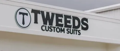 Tweeds Custom Suits Sign
