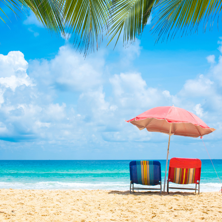 Two chairs on a beach