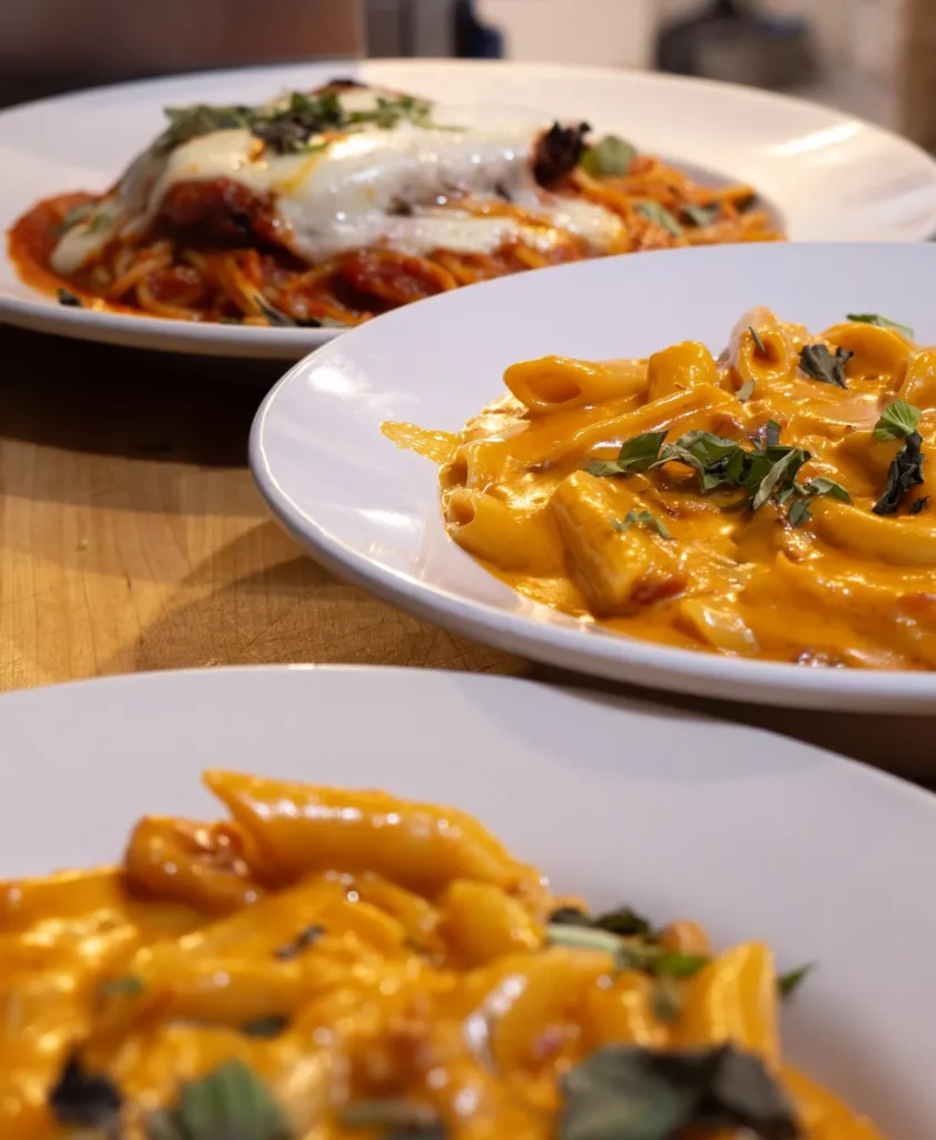 Two pasta dishes