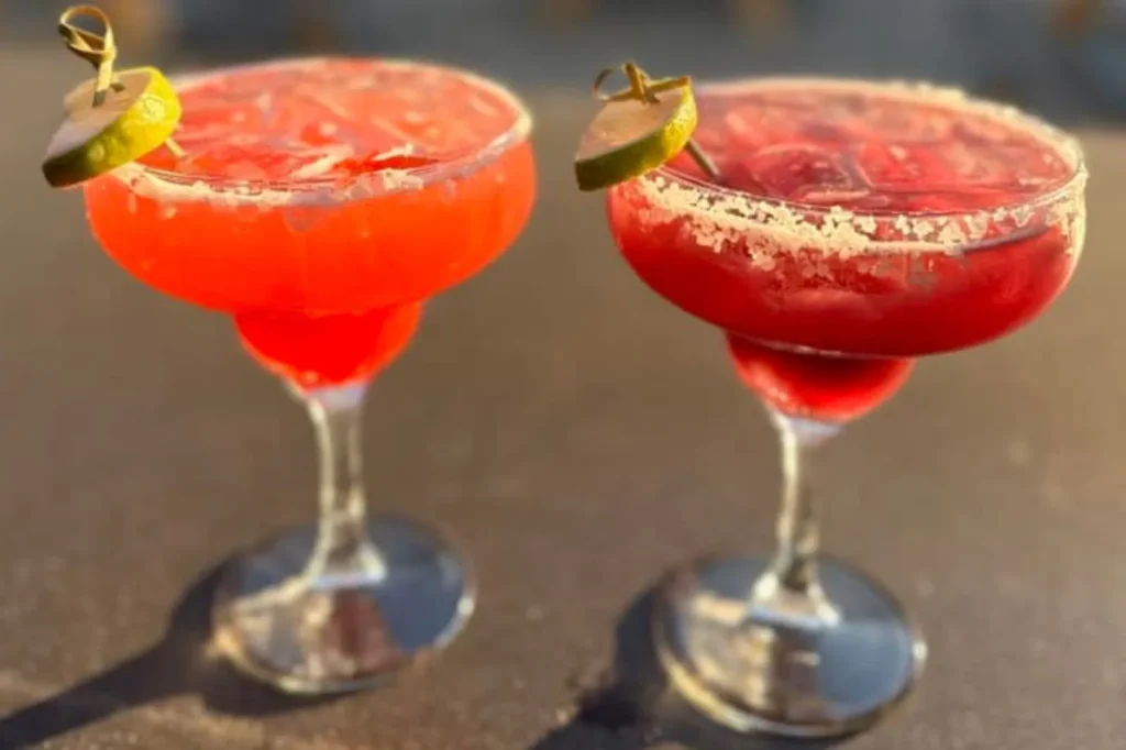 Two strawberry margaritas at The Industry Standard