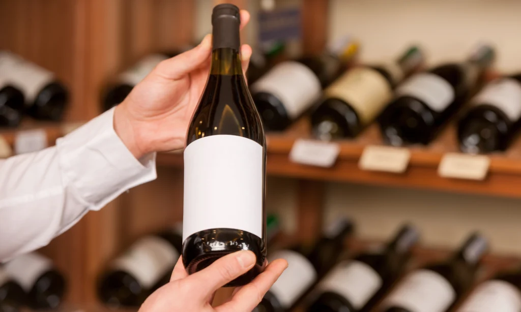 Waiter showing wine bottle
