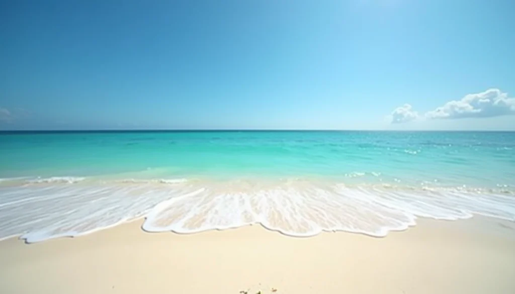 Wide angle view of Naples beach with clear blue sky
