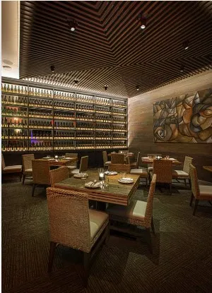 Wine collection at Del Mar restaurant