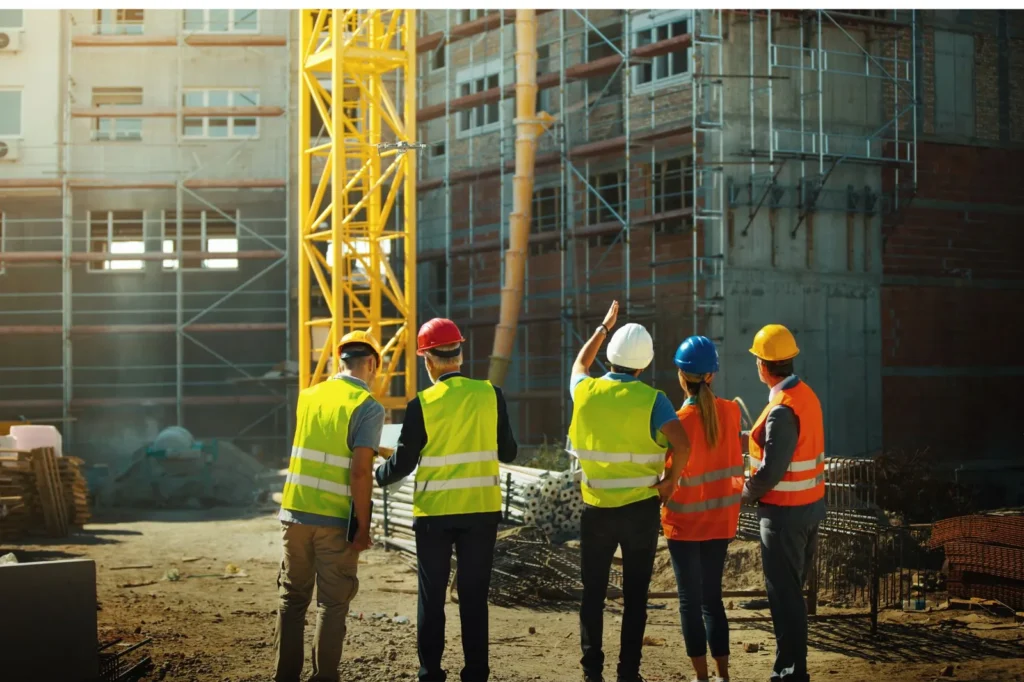 workers inspecting construction